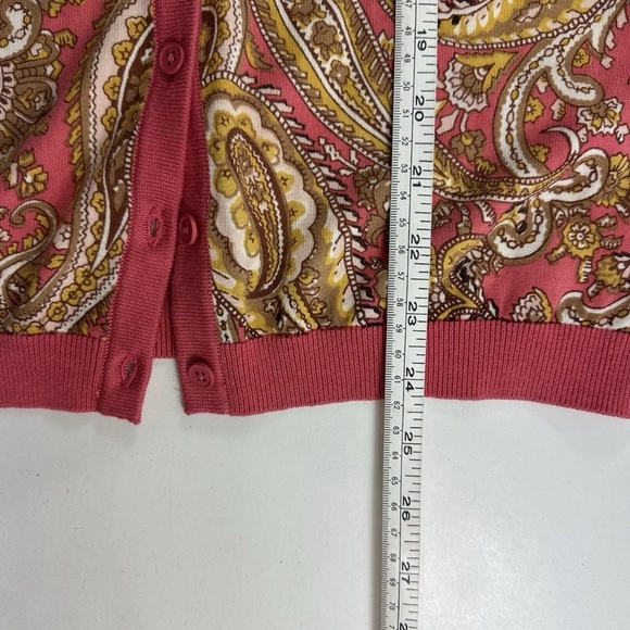 Talbots Paisley Cardigan Petite Medium Floral Lightweight Cotton Sweater - Picture 6 of 8